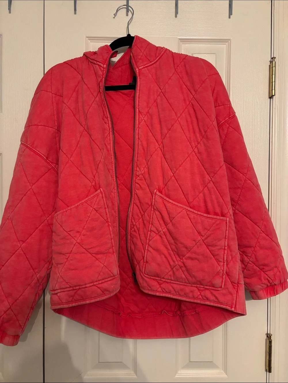 wild fable Quilted Hooded Utility Jacket in Coral
